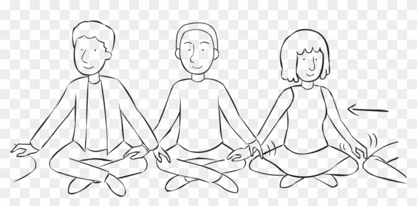Back People Sitting In Circle Tapping Hands On Their - Line Art Clipart