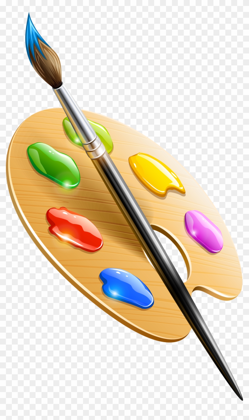 Cartoon Art Pallet - Art Png Paint Brush Clipart