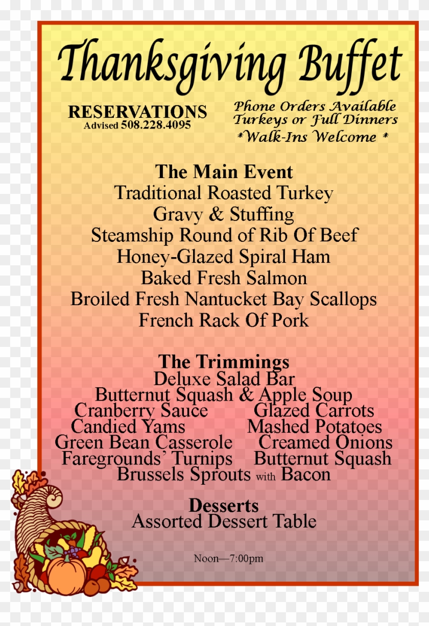 Faregrounds-thanksgiving - Thanksgiving Buffet Menu Clipart
