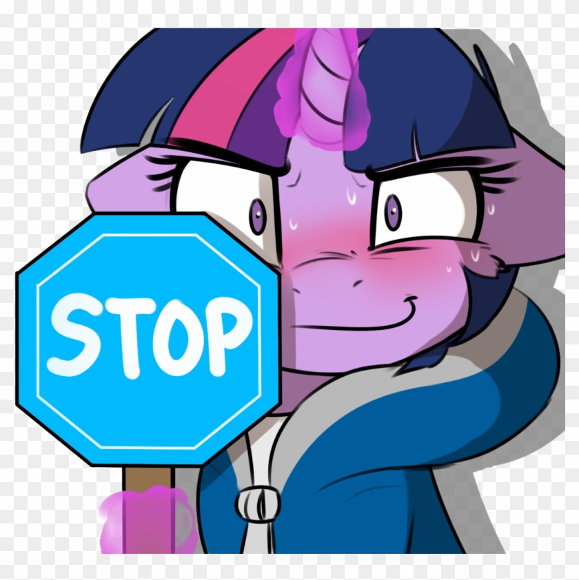 Captainpudgemuffin, Blushing, Clothes, Edit, Floppy - Twilight Sparkle Stop Sign Clipart