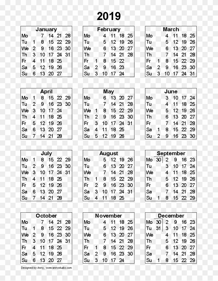 2019 Calendar Png Hd - 2019 Fiscal Calendar With Week Numbers Clipart