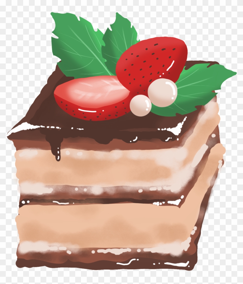 Strawberry Chocolate Cake Png And Psd - Cake Clipart