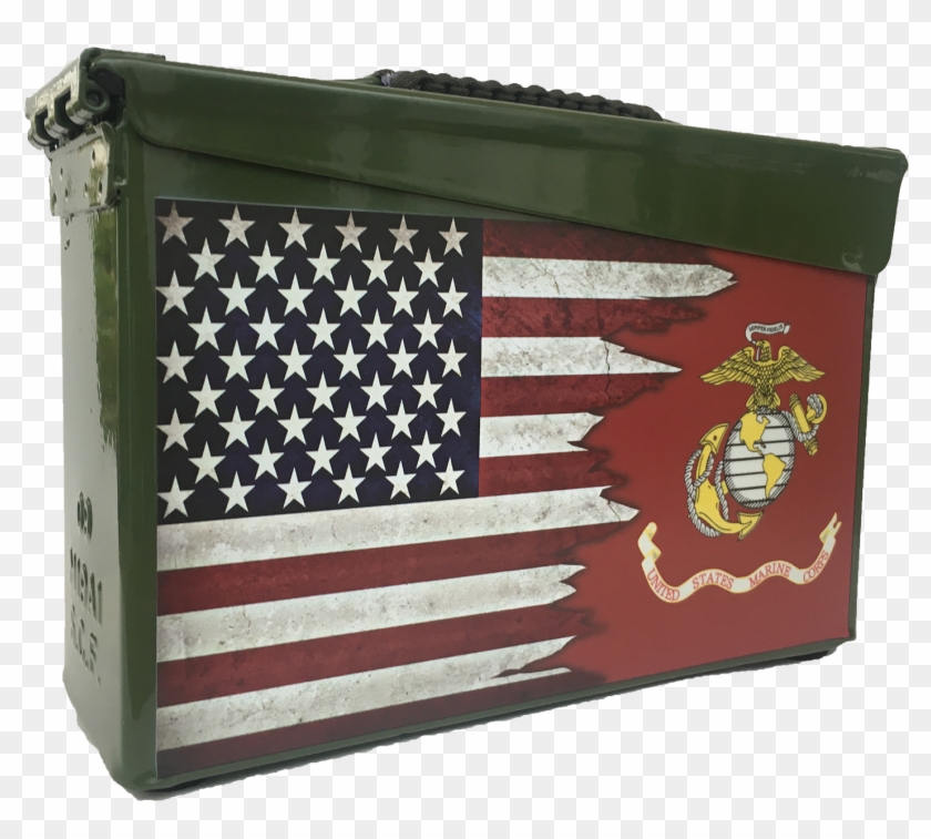 Dual Us Flag Usmc Custom Ammo Can - Flag Of Ecuador And America Clipart