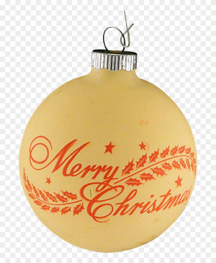 Rare Shiny Brite Opaque Yellow Unsilvered Merry Christmas Clipart #1032579