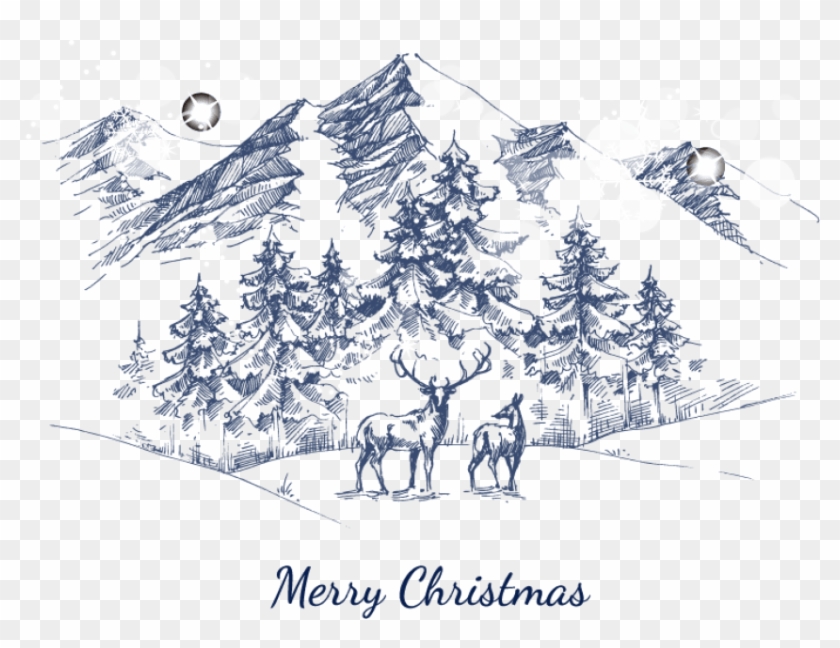 Free Png Download Snowy Mountain Png Images Background - Merry Christmas Vintage Mountain Clipart #1035404