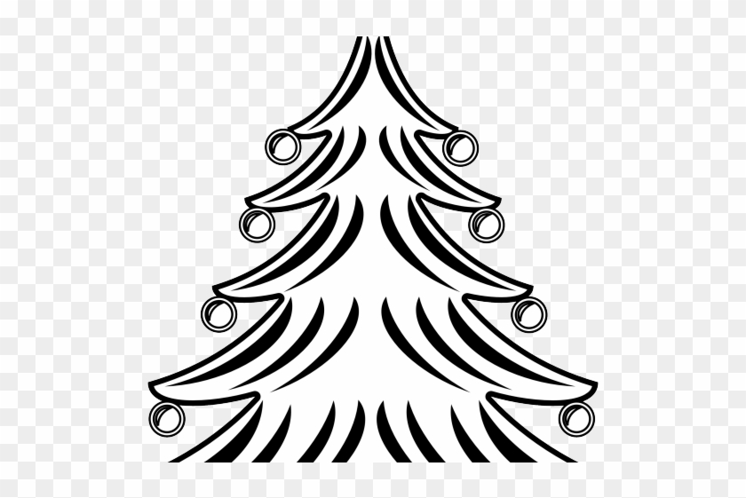 Drawn Christmas Lights Black And White - Black And White Christmas Tree Drawing Clipart #1036098