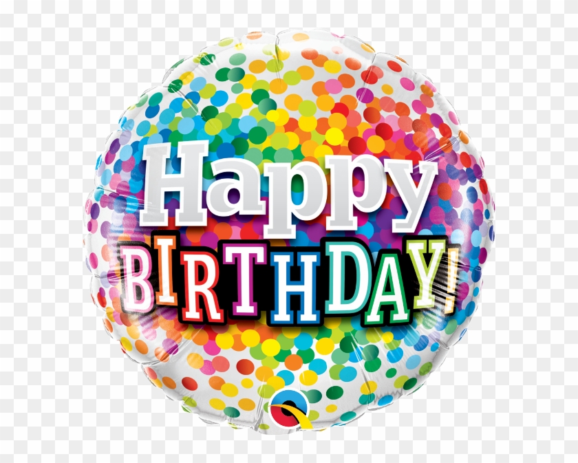 Happy Birthday Rainbow Confetti Foil Balloon - Happy Birthday Foil Balloon Clipart #1038915