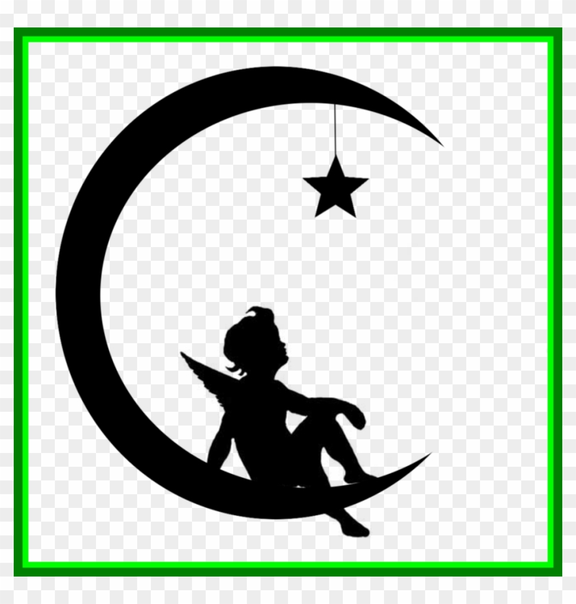 Astonishing Black And White Cartoon Character Crescent - Moon And Star Silhouette Clipart #1039064