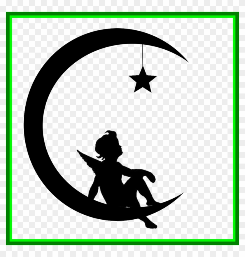 Astonishing Black And White Cartoon Character Crescent - Moon And Star Silhouette Clipart