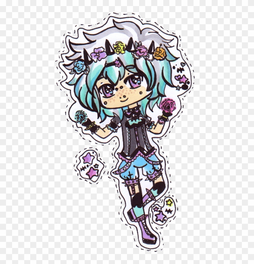 Pastel Anime Boy - Pastel Goth Chibi Boy Clipart