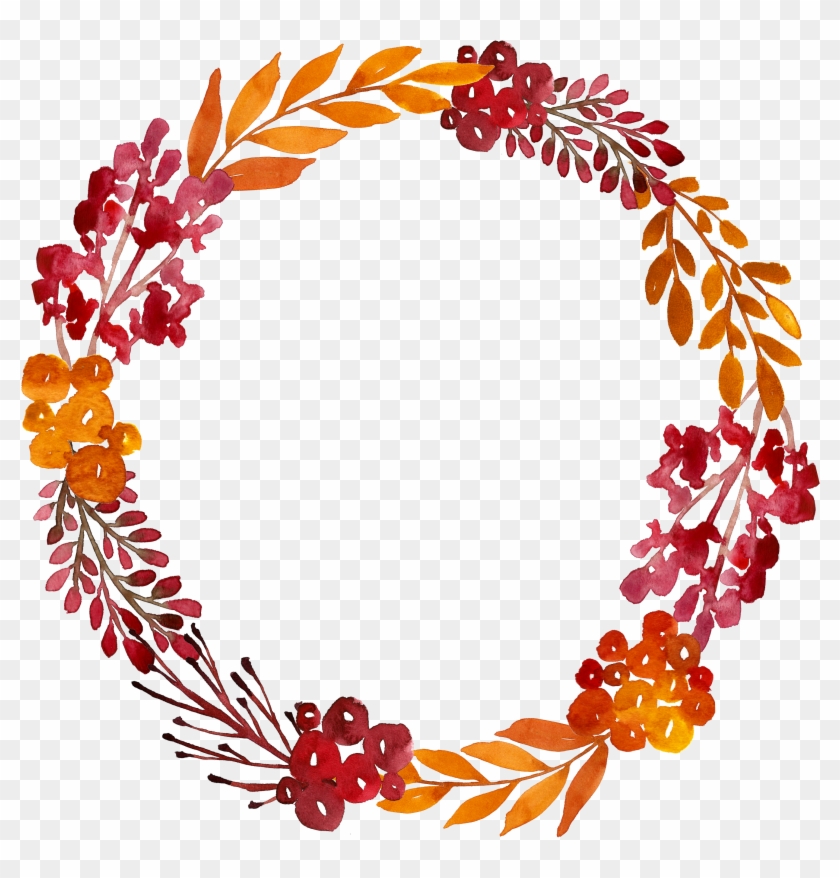 Flower Painting Garland Border Transprent Png Free - Watercolor Flowers Png Circle Clipart