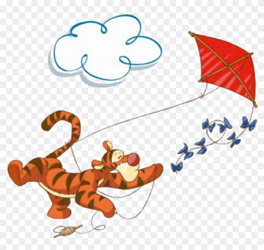 Free Png Download Kitedisney - Pooh And Tigger Flying Kite Clipart #1041232