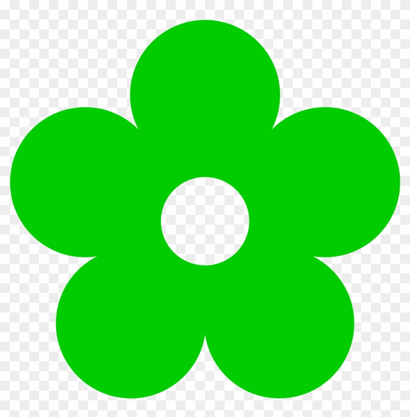 Flowers Color Clipart Hippie - Green Flower Clipart - Png Download