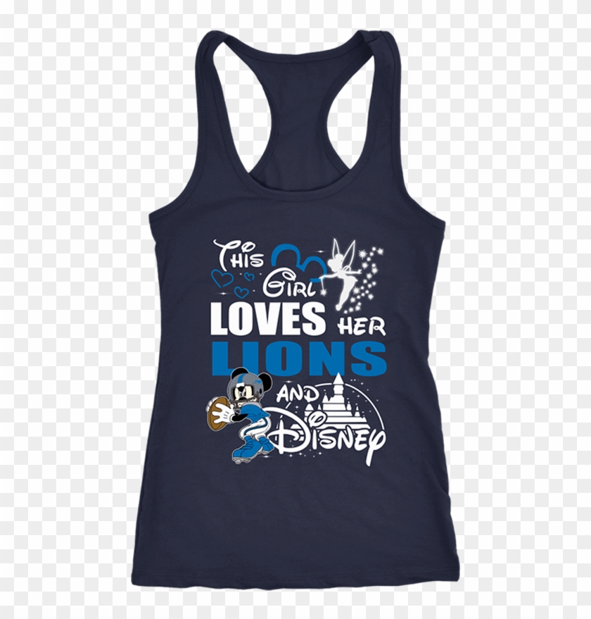 This Girl Loves Her Detroit Lions And Mickey Disney - Shirt Clipart #1042608