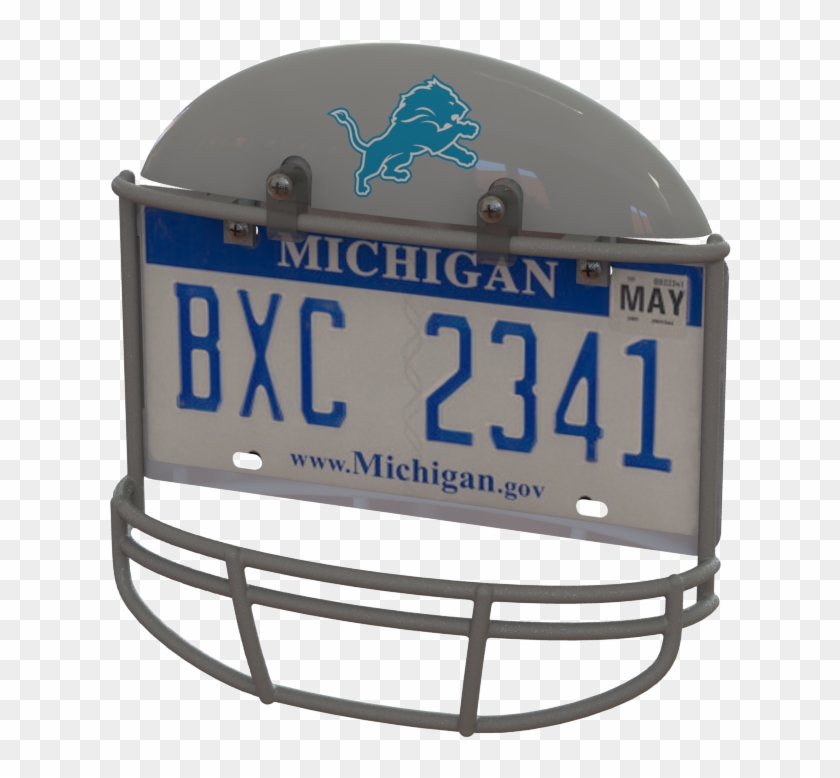 Detroit Lions Helmet Frame - Michigan License Plate Clipart #1042737