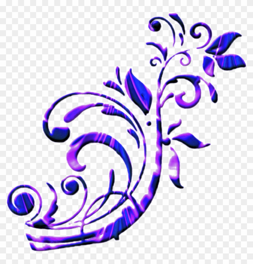 Scroll Purple Blue Swirl Border Frame - Bordes Plateados Png Clipart #1042739