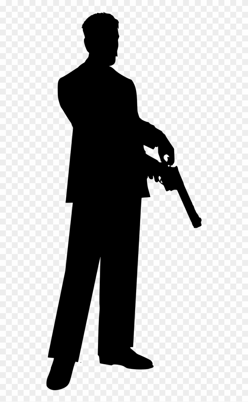Silhouette Gun Weapon - Man With Gun Silhouette Png Clipart #1043994