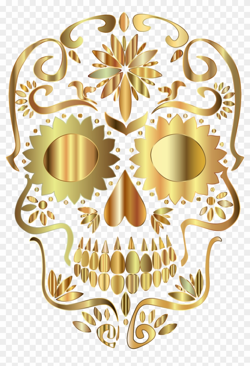 Sugar Skull Clipart Transparent Background - Gold Sugar Skull Clip Art - Png Download #1044208