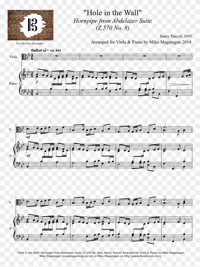 "hole In The Wall" Hornpipe From Abdelazer Suite - Carrickfergus Violin Sheet Music Pdf Clipart #1044471