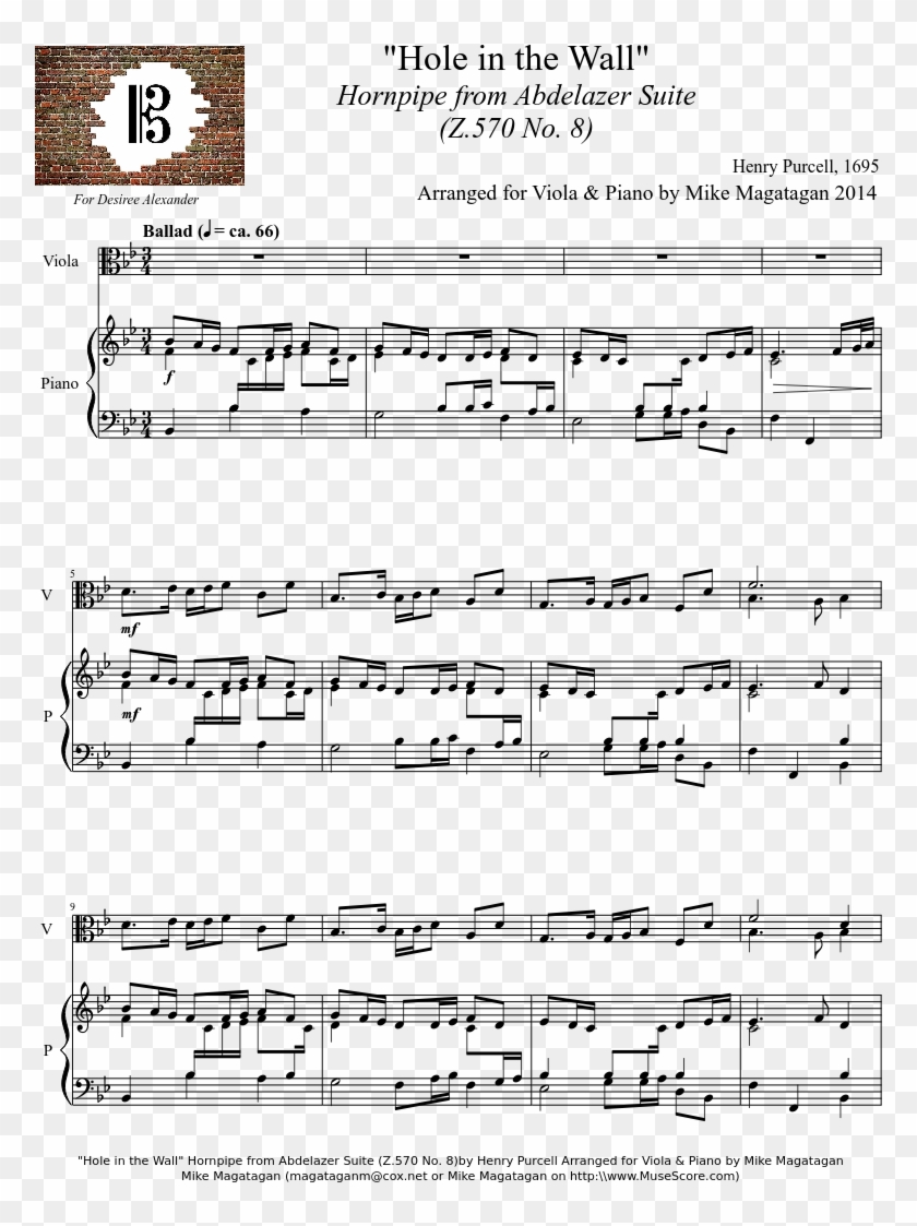 "hole In The Wall" Hornpipe From Abdelazer Suite - Carrickfergus Violin Sheet Music Pdf Clipart