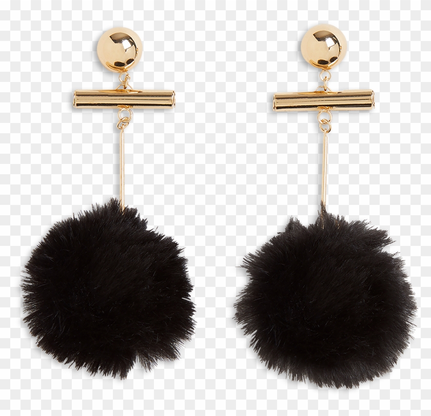 Pom Pom Earrings Black Clipart