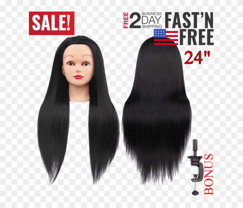 Mannequin Head With Hair Female Cosmetology Manikin - Hairealm 24" Mannequin Head 100% Human Hair Hairdresser Clipart #1047430