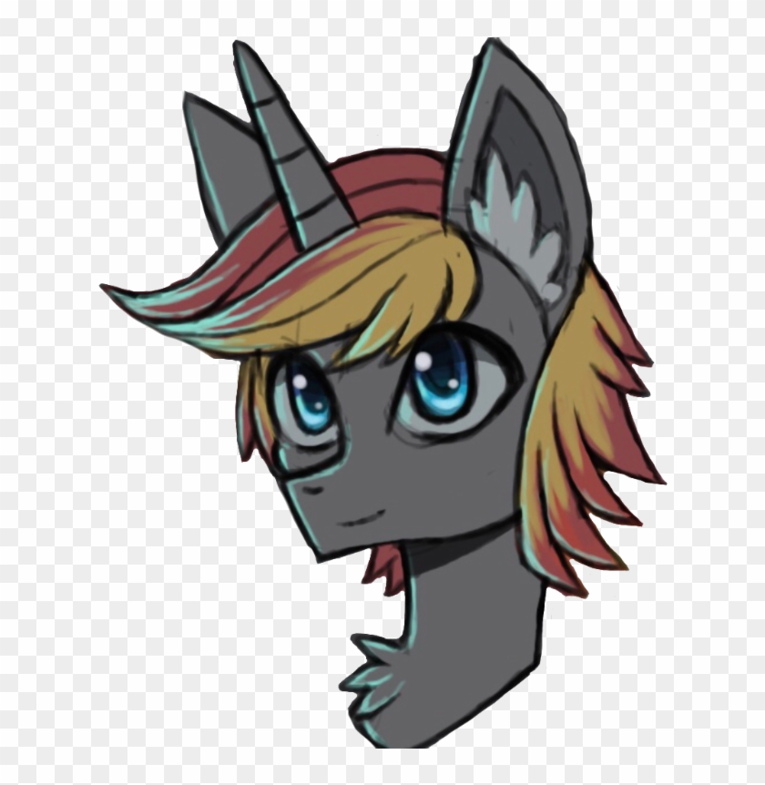 Raptor007, Blue Eyes, Bust, Ear Fluff, Edit, Horn, - Cartoon Clipart