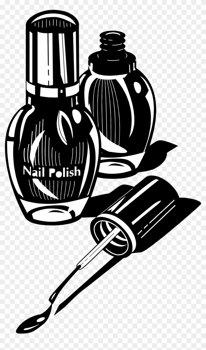 Nail Clipart Nail Polish Bottle - Nailpolish Black And White - Png Download #1048211