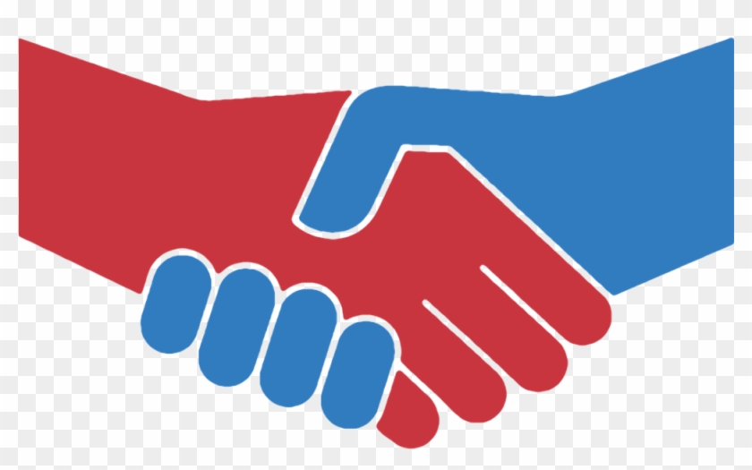Hvac School Handshake - Red And Blue Hands Shaking Clipart