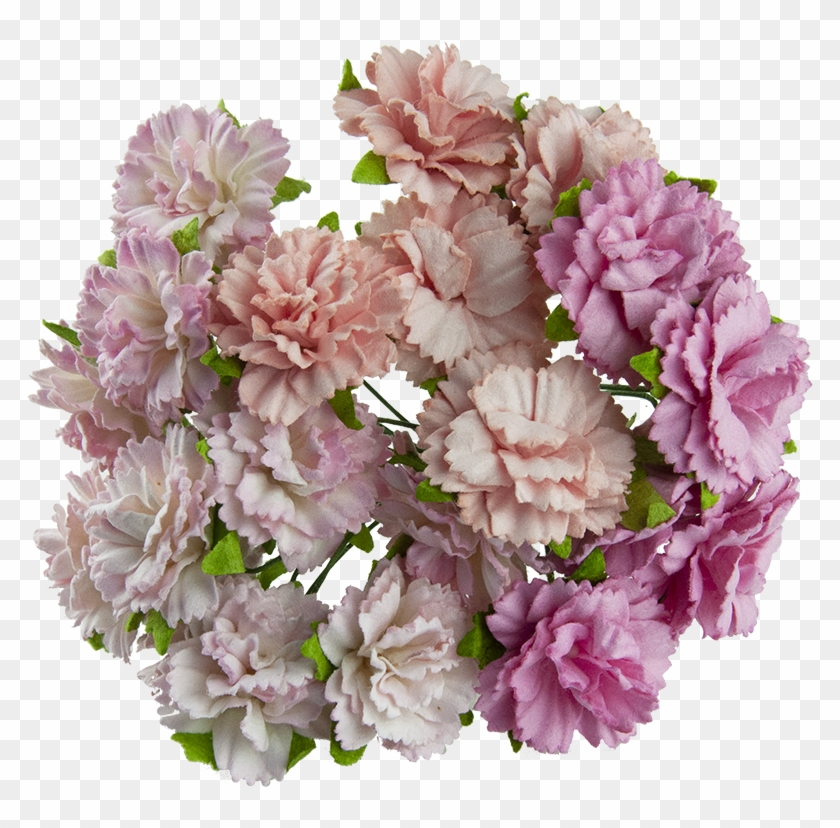 20 Mixed Pink Mulberry Paper Carnation Flowers - Goździki Clipart #1049882