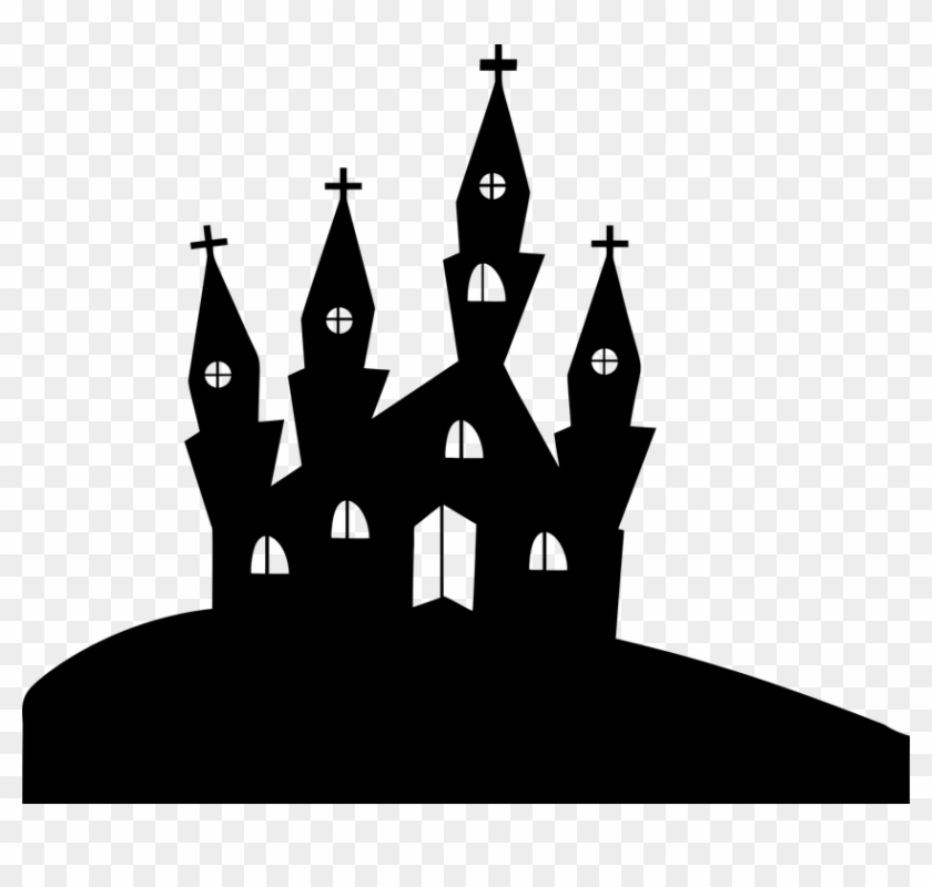 Church, Cross, Hill, Landscape, Silhouette, Halloween - Halloween Siluetter Clipart #1049968