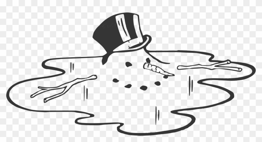 Snowman Black And White Melting Snowman Clipart Black - Melted Snowman Black And White - Png Download #1053210