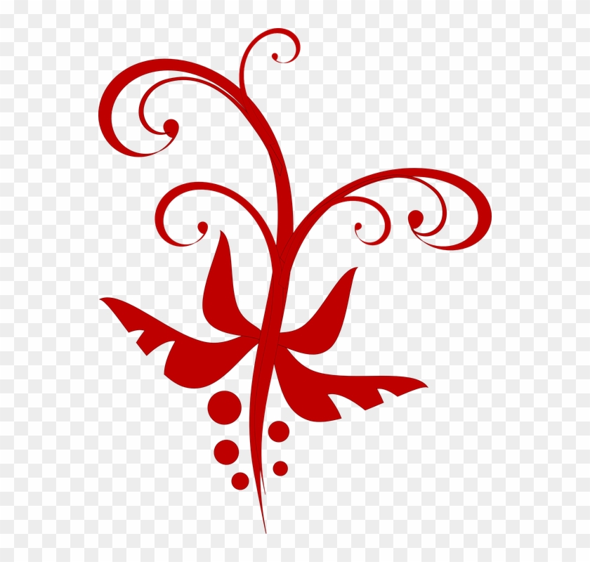 Red Flower Clipart Vine - Red Swirl Art Png Transparent Png