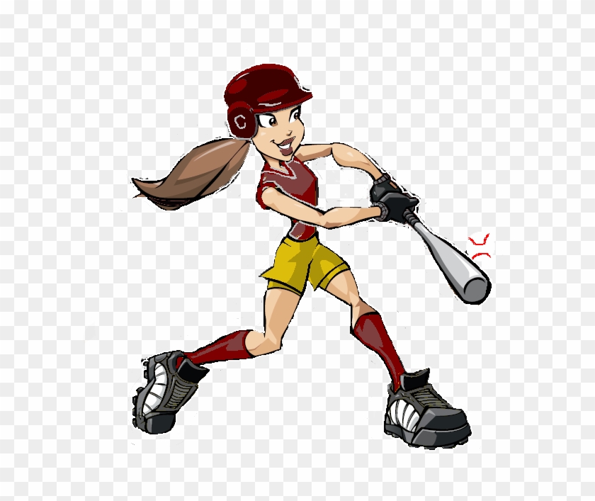 Baseball Cardinal Hit Ball Png - Cartoon Girl Playing Softball Clipart