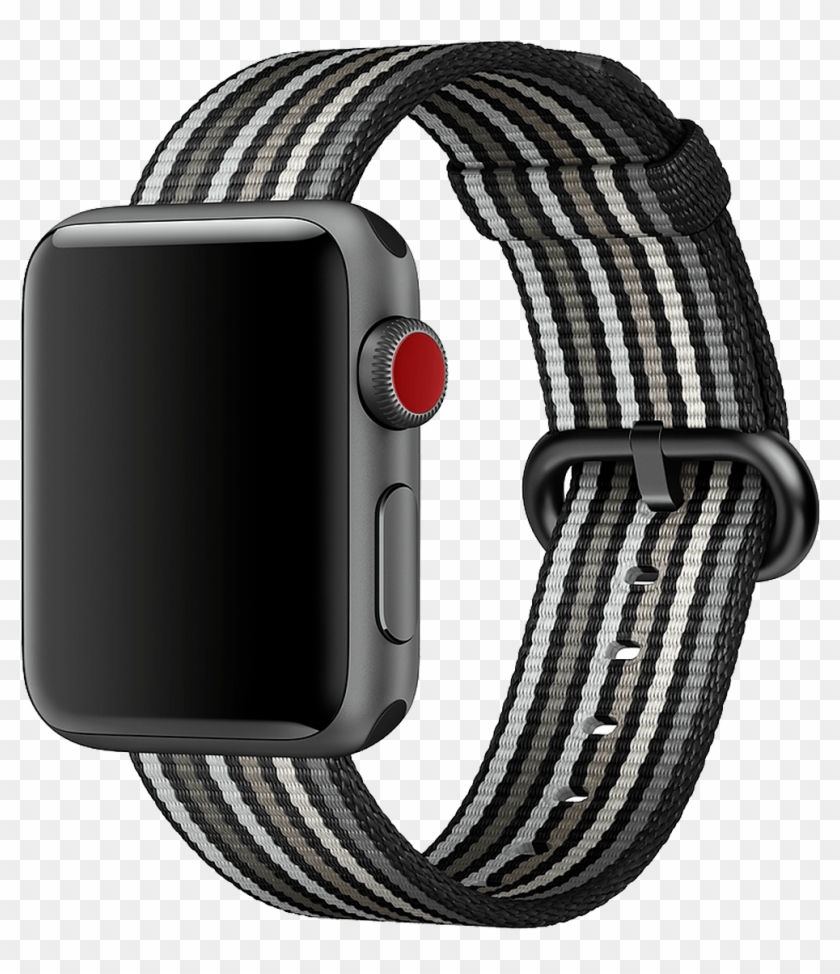38mm Black Stripe Woven Nylon - Apple Watch Woven Nylon Black Stripe Clipart #1056131