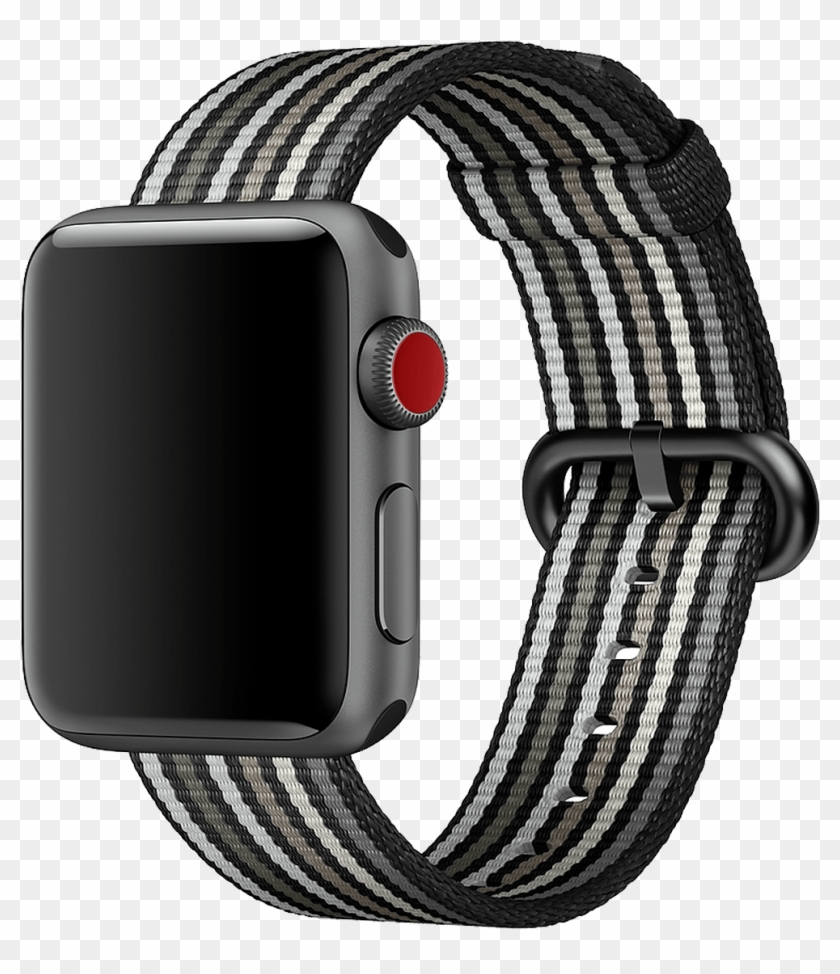 38mm Black Stripe Woven Nylon - Apple Watch Woven Nylon Black Stripe Clipart