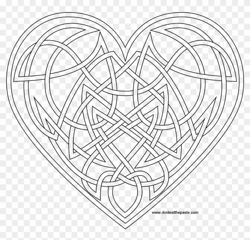 Knotwork Heart Coloring Page Also Available As A Transparent - Adult Coloring Pages Celtic Heart Clipart #1056414