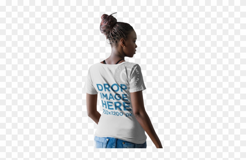 Back Of A Woman With Dreadlocks Wearing A T-shirt Mockup - Girl Clipart #1059611