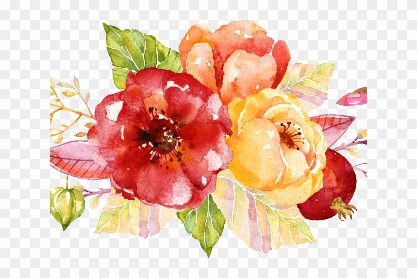 Bouquet Clipart Spring Flower Bouquet - Flower Paint For Invitation - Png Download