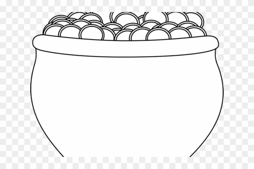 Gold Clipart Black And White - Black And White Pot Of Gold Clipart - Png Download
