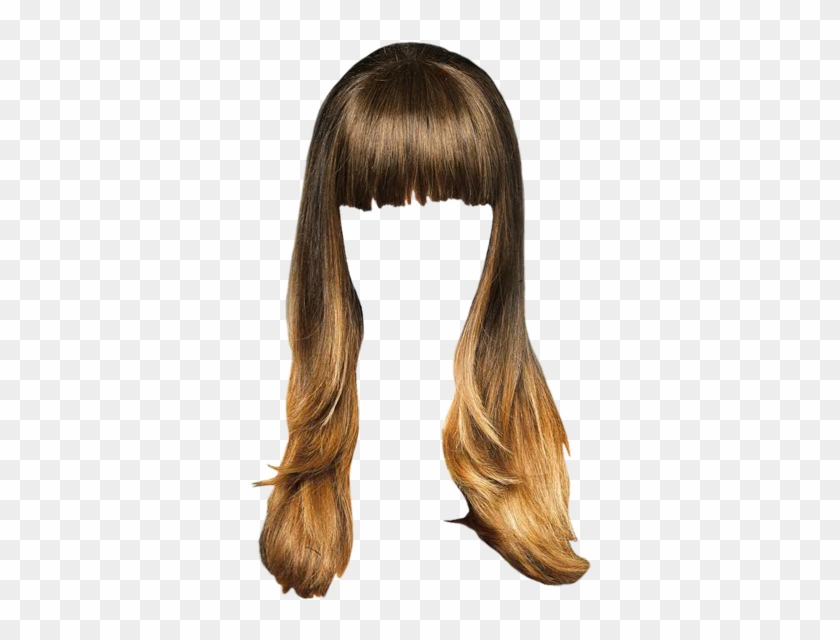 Casual Long Straight Hairstyle With Blunt Cut Bangs - Lace Wig Clipart #1061523