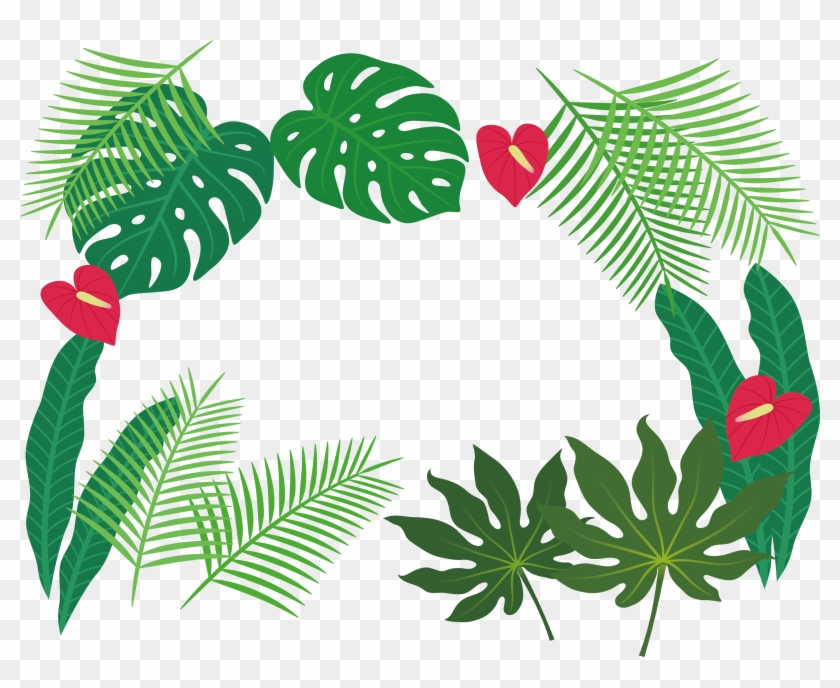 Leaf Clip Art - Tropical Leaves Borders Png Transparent Png #1061719