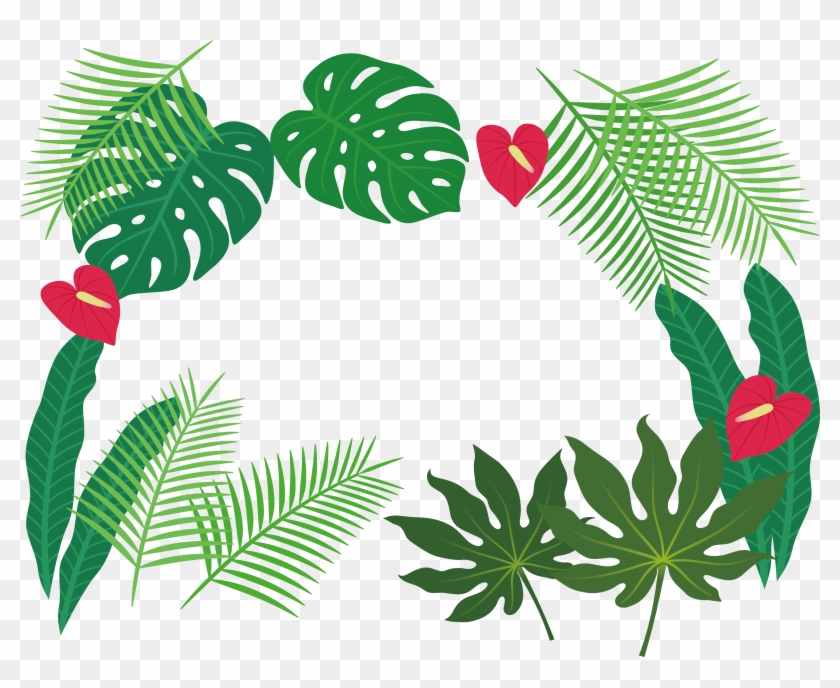 Leaf Clip Art - Tropical Leaves Borders Png Transparent Png