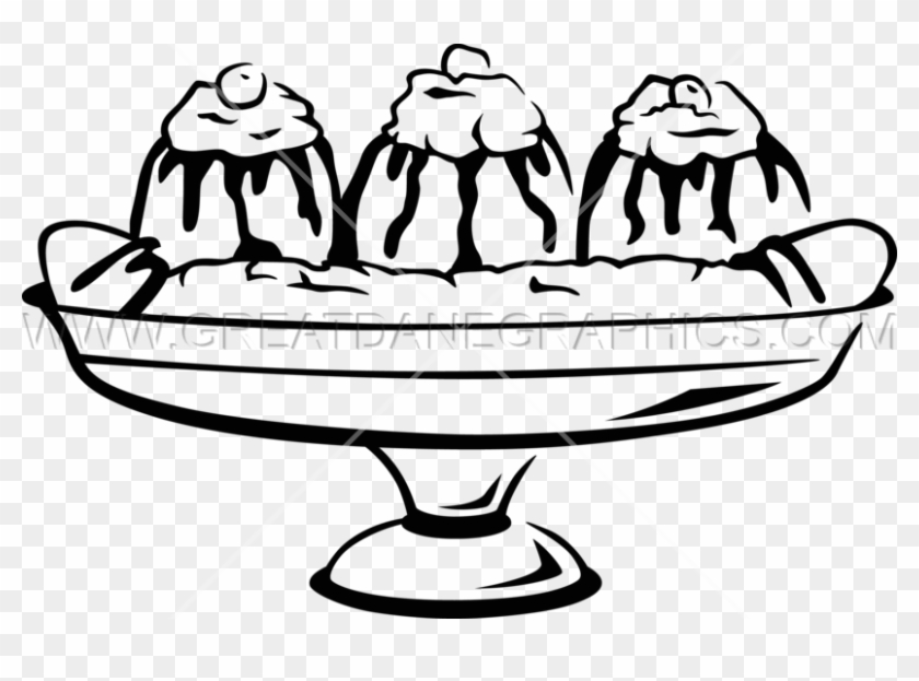 Banana Split Clipart Black And White - Banana Split Black And White Png Transparent Png #1061750