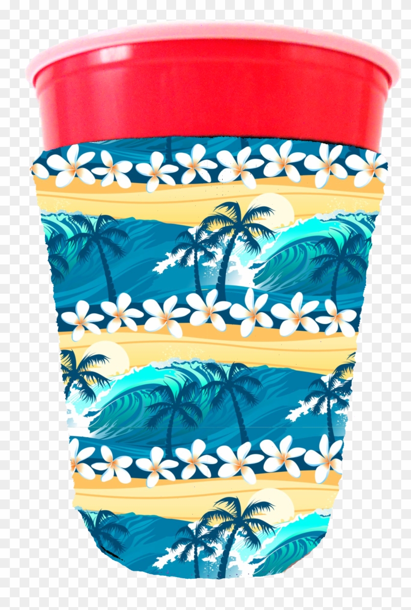 Coolie Junction Tropical Waves Beach Pattern Solo Cup - Animal Figure Clipart
