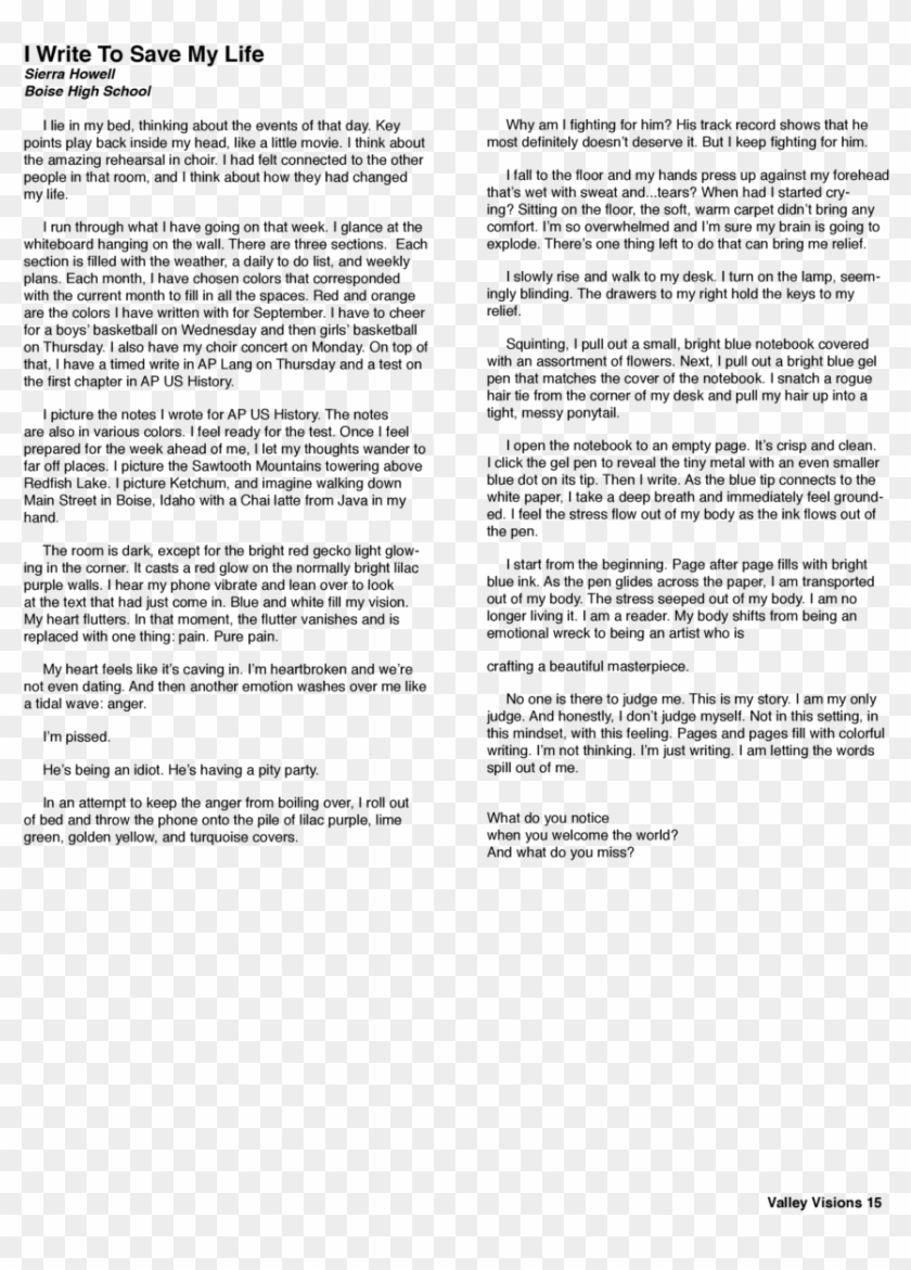 I Write To Save My Life Sierra Howell Boise High School - Het Beeld Van De Heilige Liborius Omgesmolten Tot Rijksdaalders, Clipart