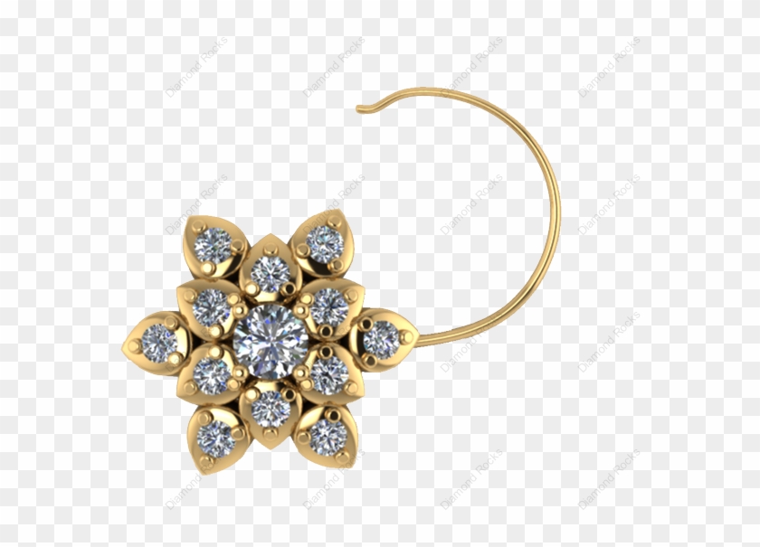 27cts Brilliant Diamond Nose Pin In 18 K Gold - Nose Png Gold Jewellery Clipart