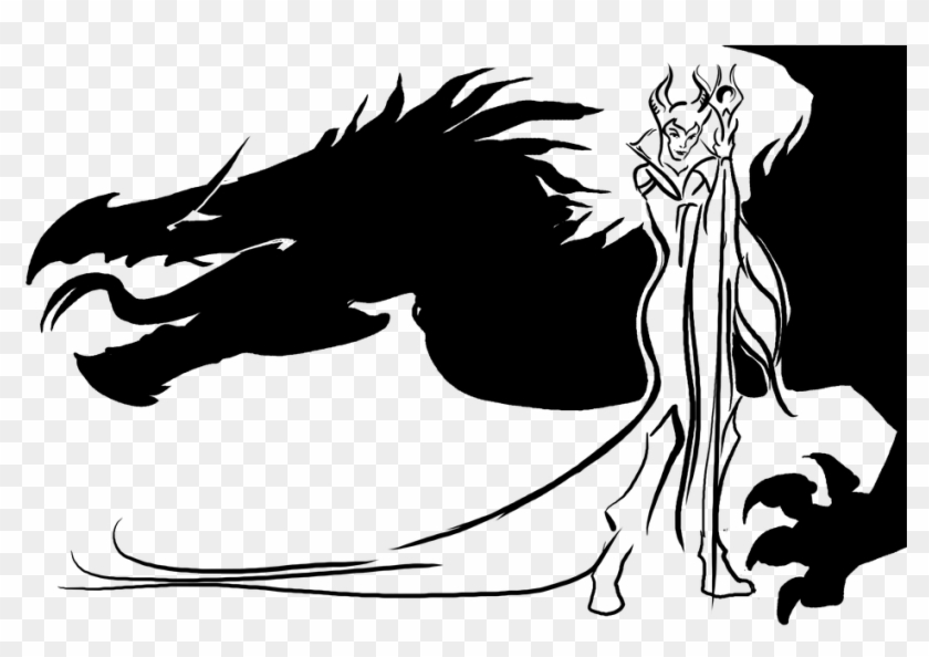 Drawing, Evil, Queen, Dragon, Fairy, Sleeping, Beauty - Dragon Silhouette Clipart #1063862