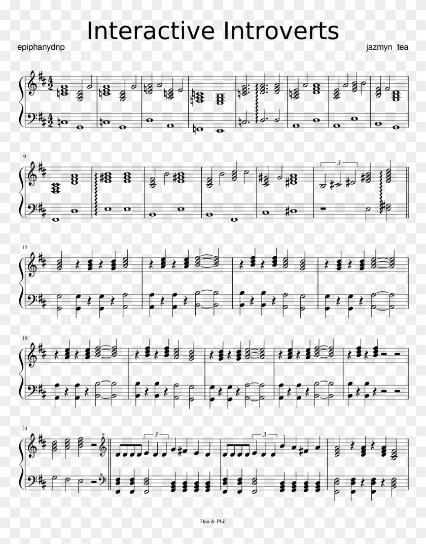 Interactive Introverts Sheet Music For Piano Download - Interactive Introverts Song Piano Clipart #1064160