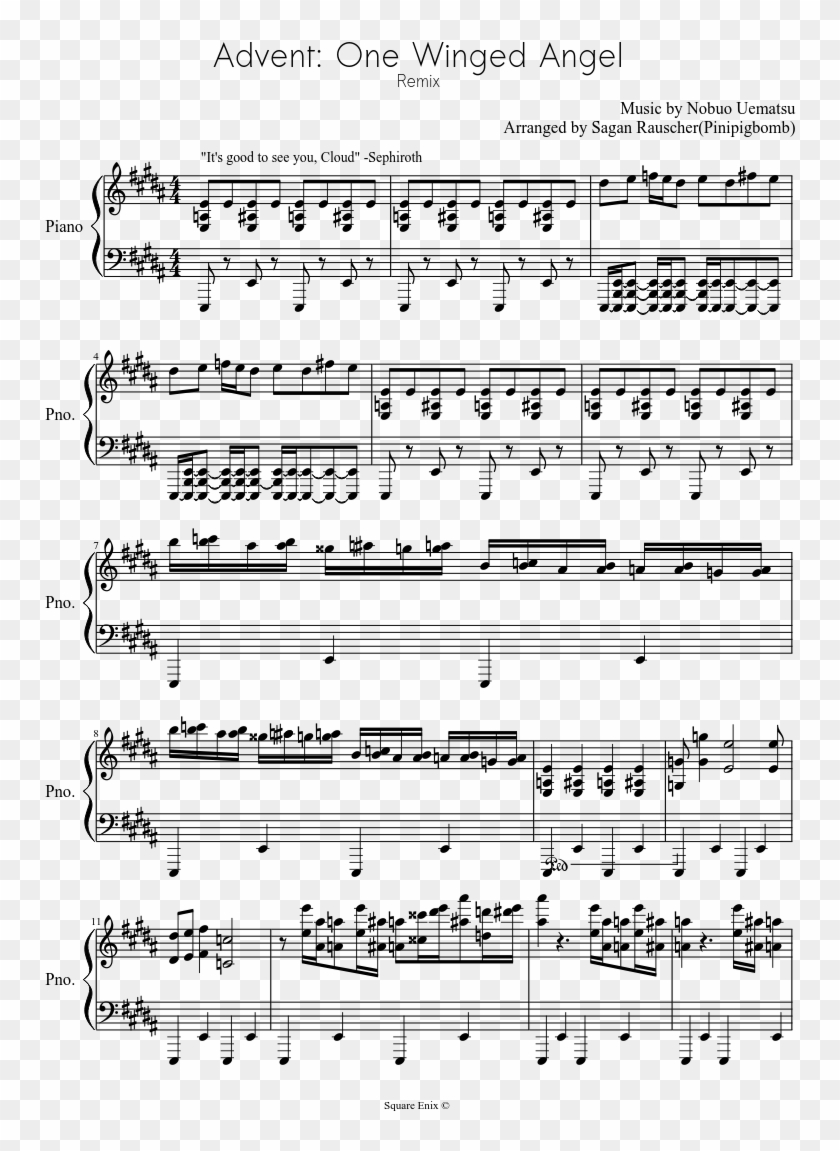 One Winged Angel Sheet Music Composed By Music By Nobuo - Train Your Dragon Partition Violoncelle Marioverehrer Clipart